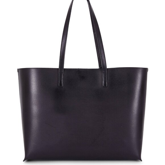 SAINT LAURENT BLACK LEATHER PERFORATED LOGO LARGE TOTE - Picture 2 of 15